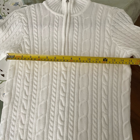 Quarter zipVintage white cotton knit sweater - Picture 5 of 6